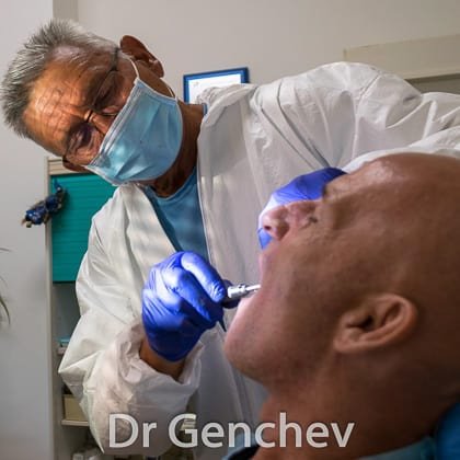 Dr Genchev fixes a basal dental implant