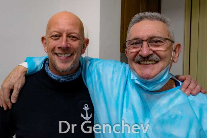 Dr Genchev with patient for basal dental implants video testimonial