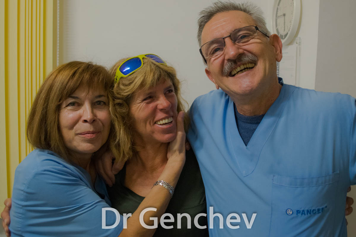 Dr Genchev with patient and dental assistant